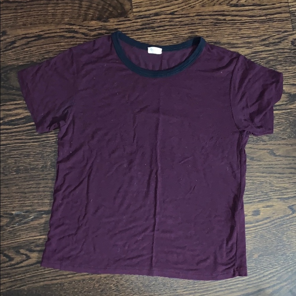 Dark purple red ish and navy striped brandy shirt